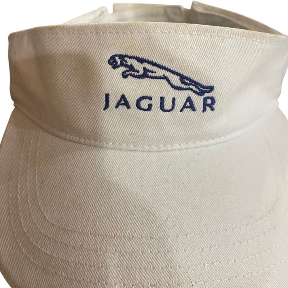 Farenheight jaguar adjustable visor white blue golf hat 100% cotton - Picture 2 of 5